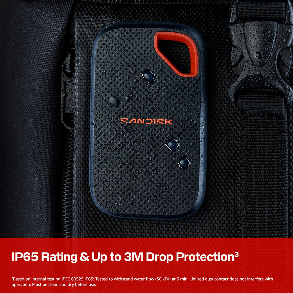 SANDISK - Extreme 1TB Portable SSD External USB Type-C SSD, up to 2000MB/s, IP65 water / dust resistance - Black