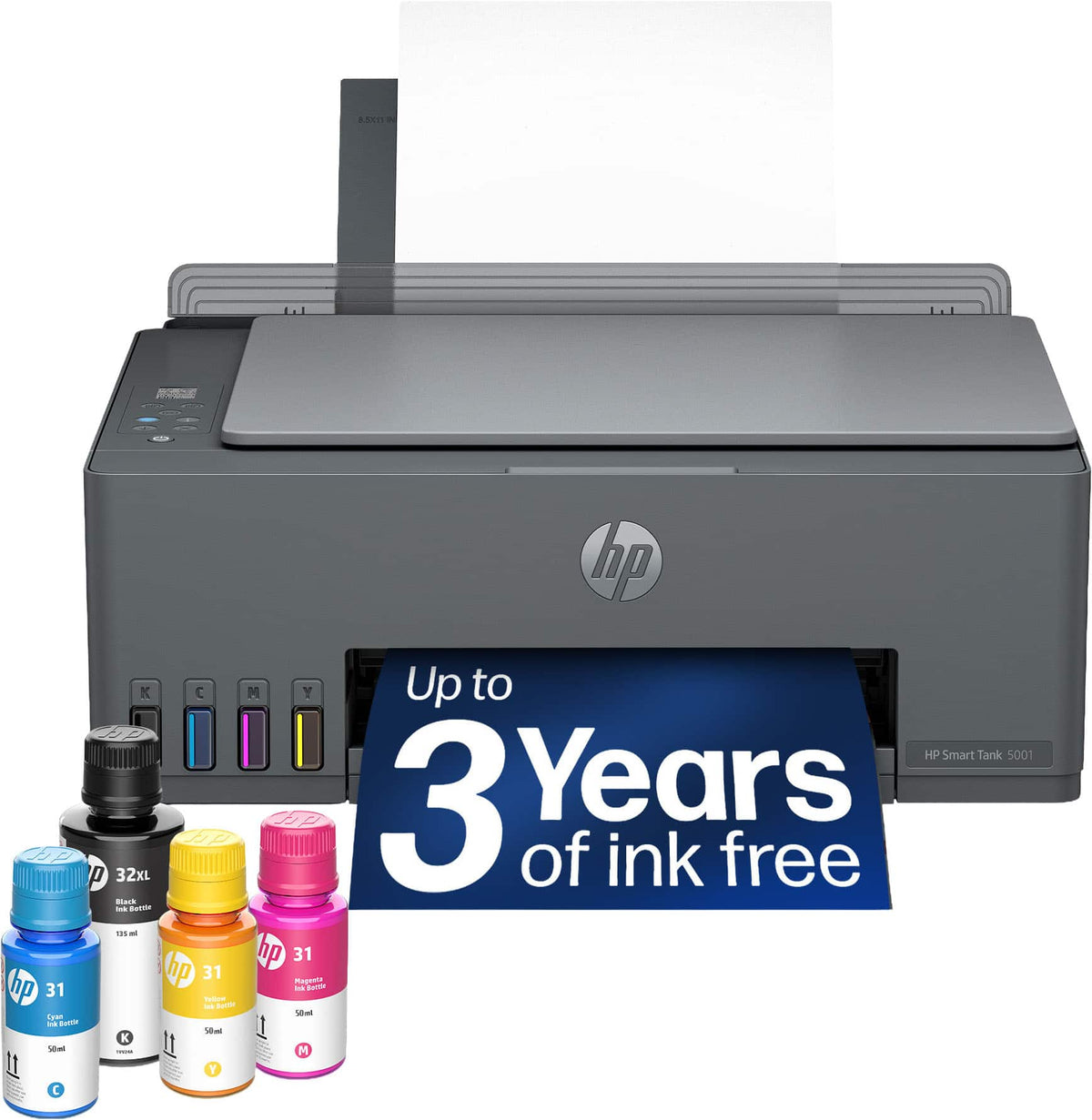 HP - Smart Tank 5001 Wireless All-in-One AI-Enabled Cartridge-Free Supertank Inkjet Printer with 3 Years of Ink Included¹ - Basalt