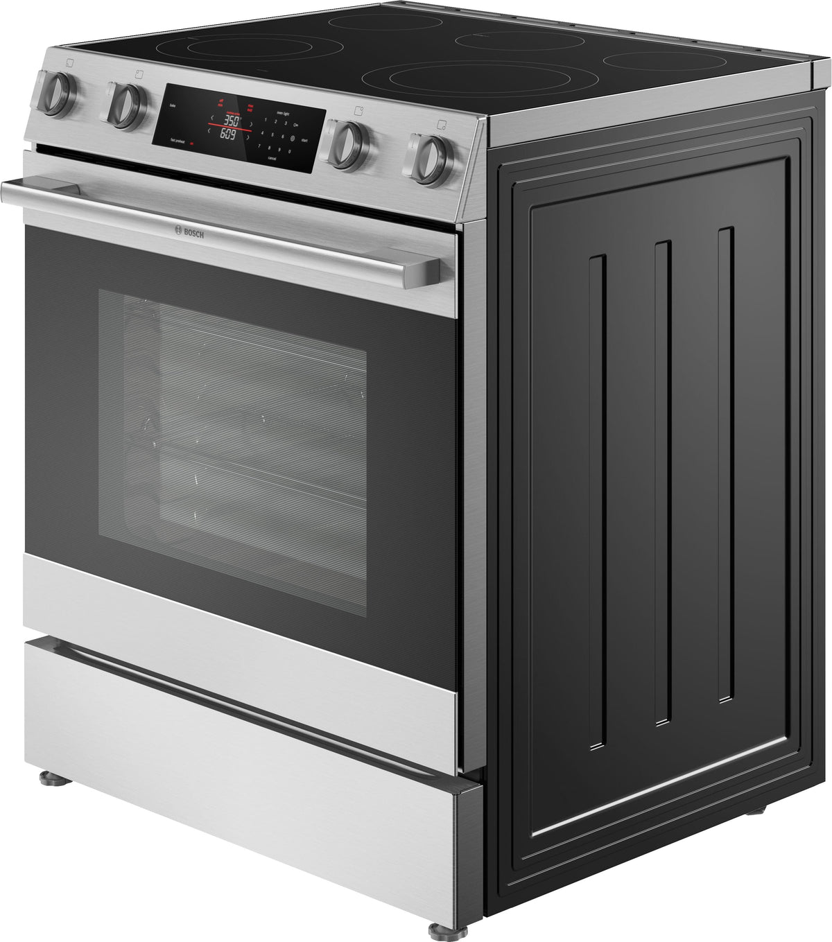 Bosch - 300 Series 30 in. Wide 5.8 Cu. Ft. Slide-In Electric Convection Range with 5 Elements - Stainless Steel