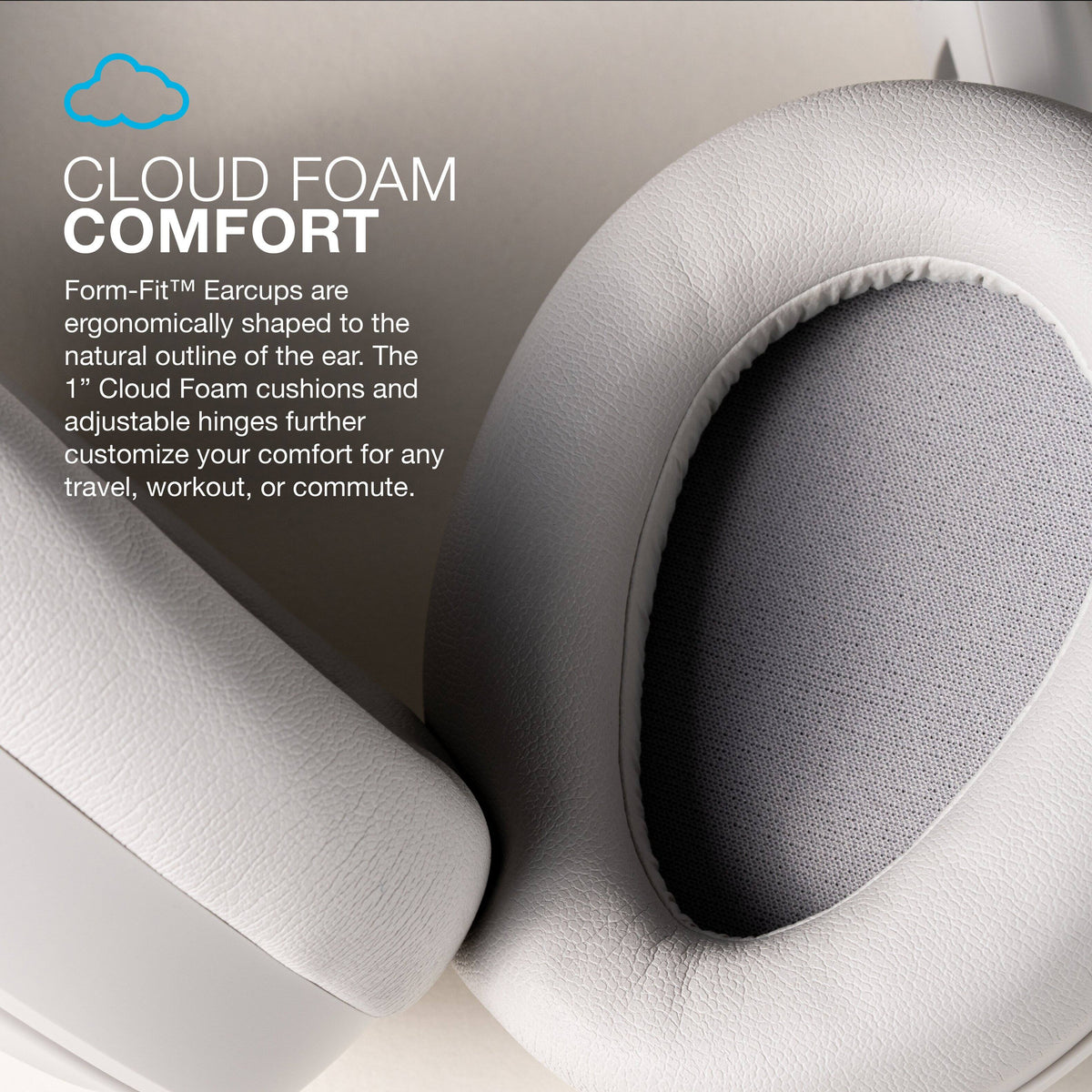 JLab - JBuds Lux ANC Wireless Bluetooth Over-Ear Headphones with Active Noise Cancelling, Spatial Audio & 70+ Hour Battery - Cloud White