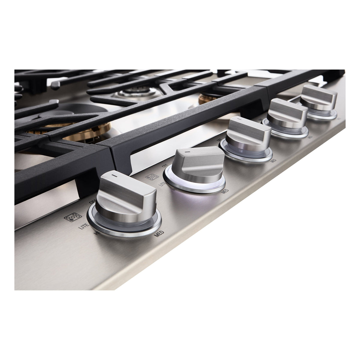 LG - SIGNATURE 36-in Wide Built-In Smart Gas Cooktop with 5 Burners, 24K BTU UltraHeat Dual Burner and LED Illuminated Knobs - Stainless Steel