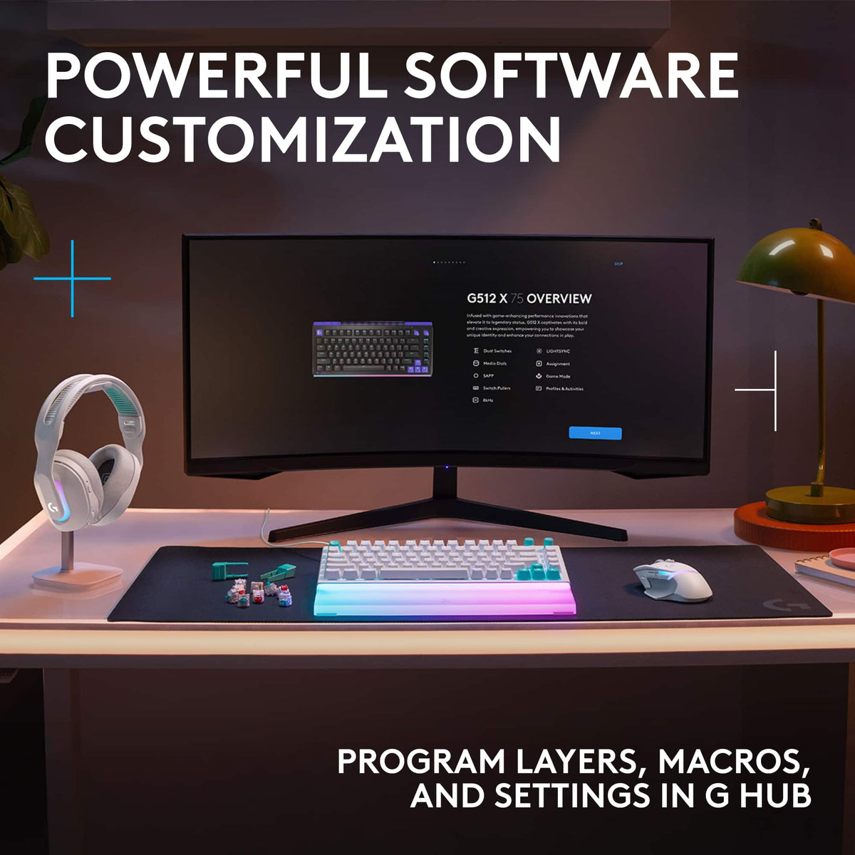 Logitech - G512 X 75 Tenkeyless DUAL SWAP Hot-Swappable TMR Analog / Mechanical Gaming Keyboard for PC, Mac with LIGHTSYNC RGB - White