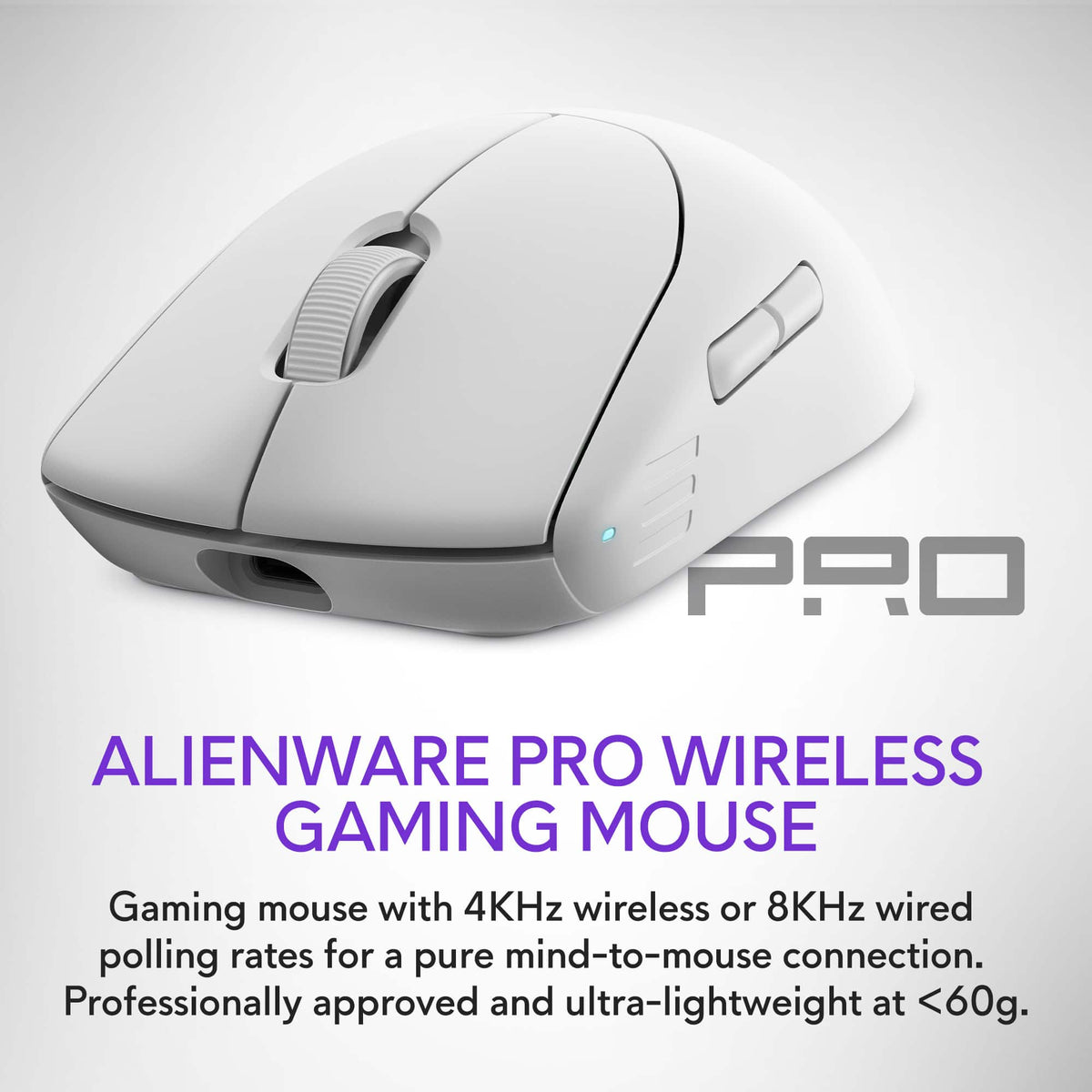 Alienware - Pro Optical Ambidextrous Gaming Mouse for PC with 6 Programmable Buttons - Wireless - Lunar Light