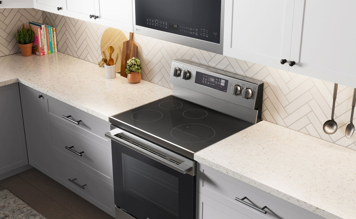 LG - 30-in 6.3 Cu. Ft. Freestanding Electric Induction True Convection Smart Range with 4 Elements, Air Fry and EasyClean - Stainless Steel