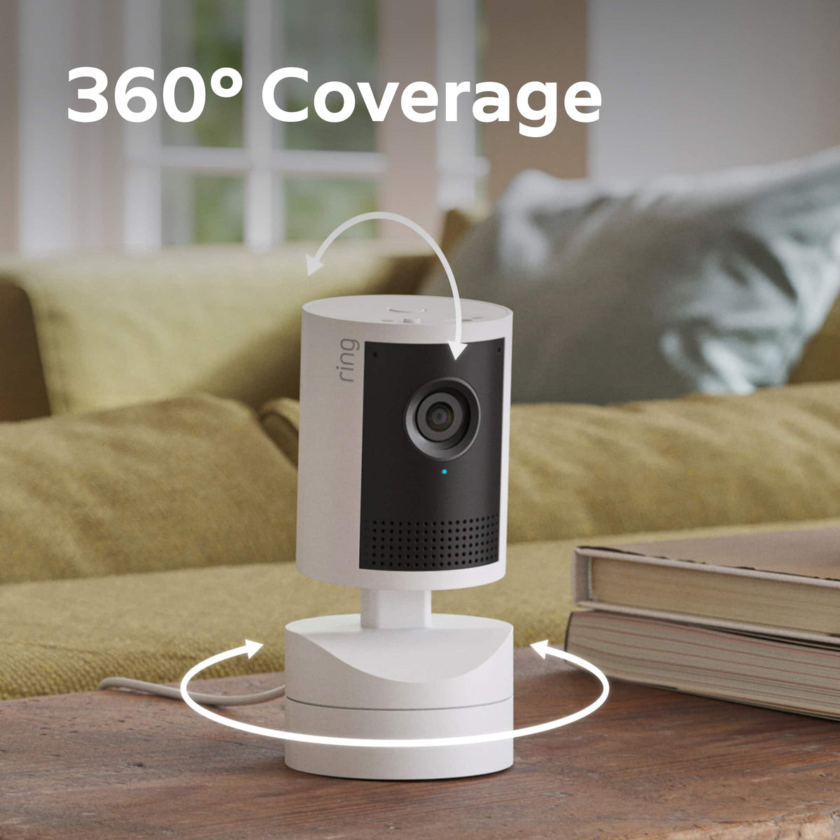 Ring - Smart Pan-Tilt Indoor Cam,Retinal 2K Video,Plug-In, 360°Coverage, Auto Tracking, 6x Zoom, home or business security - Black