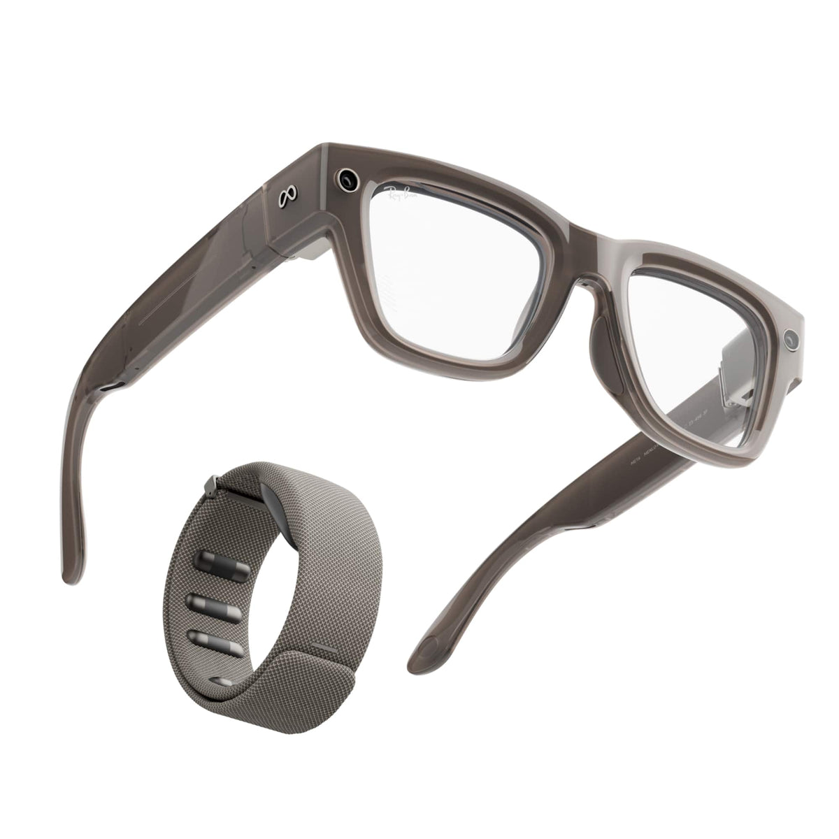 Meta - Ray-Ban Display & Neural Band | AI glasses with in-lens display - Shiny frame, large - band size 3 - Sand