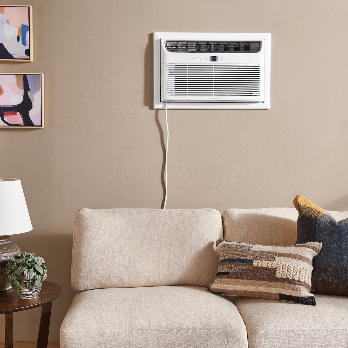 Frigidaire - 230V 12,000 BTU 550 Sq. Ft. In Wall Air Conditioner with 10,600 BTU Supplemental Heat with Remote - White