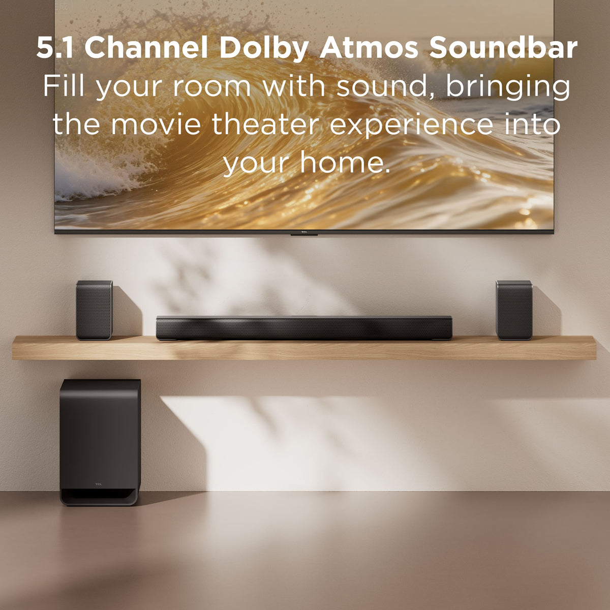 TCL - S-Class S65K 5.1 Channel Dolby Atmos Soundbar with Wireless Subwoofer (2026) - Charcoal