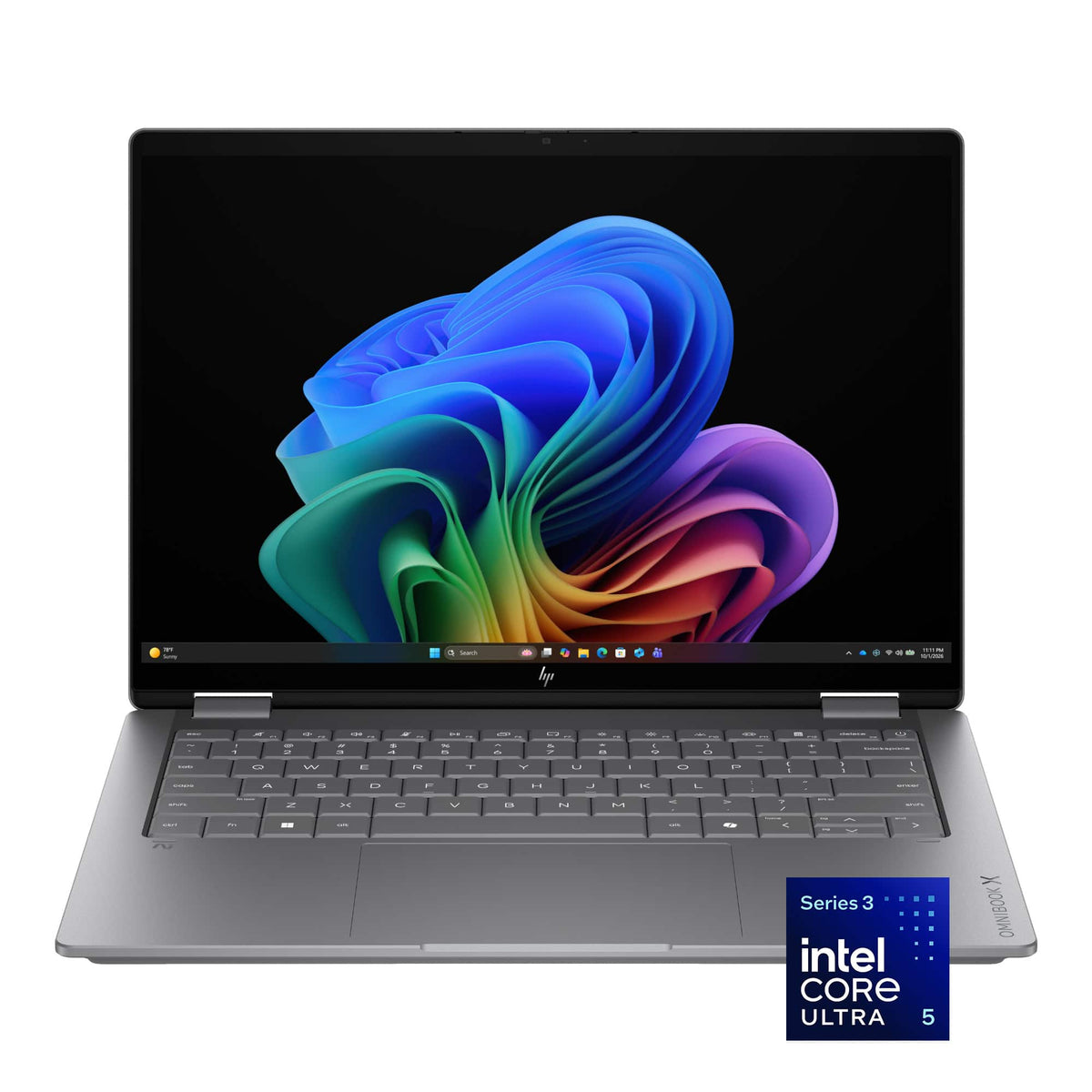 HP - OmniBook X Flip 2-in-1 - 14" 2K OLED Touchscreen Laptop - Intel Core Ultra 5 (2026) - 16GB Memory - 512GB SSD - Copilot+ - Meteor Silver