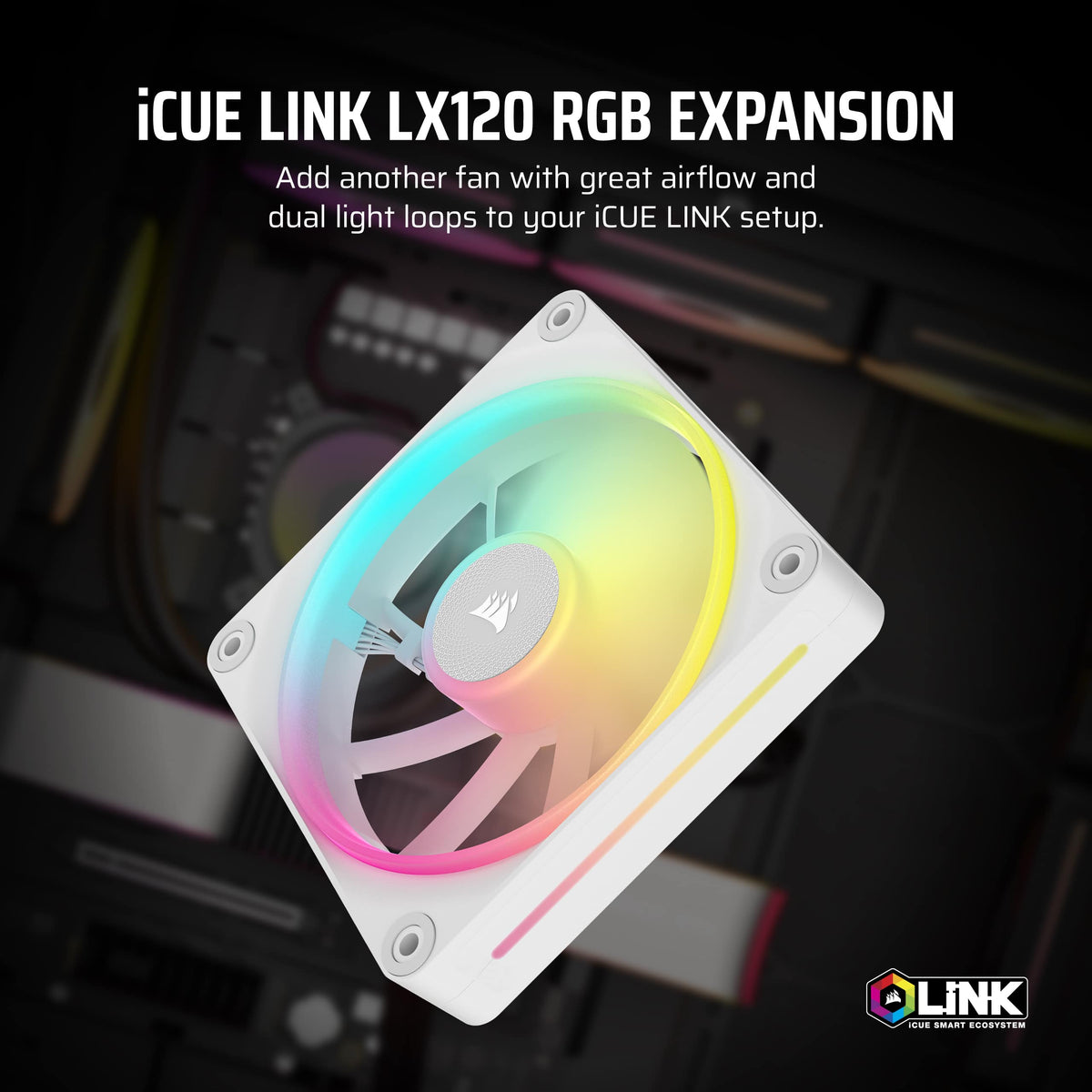CORSAIR - iCUE LINK LX120 RGB 120mm PWM Single Case Fan Expansion - White