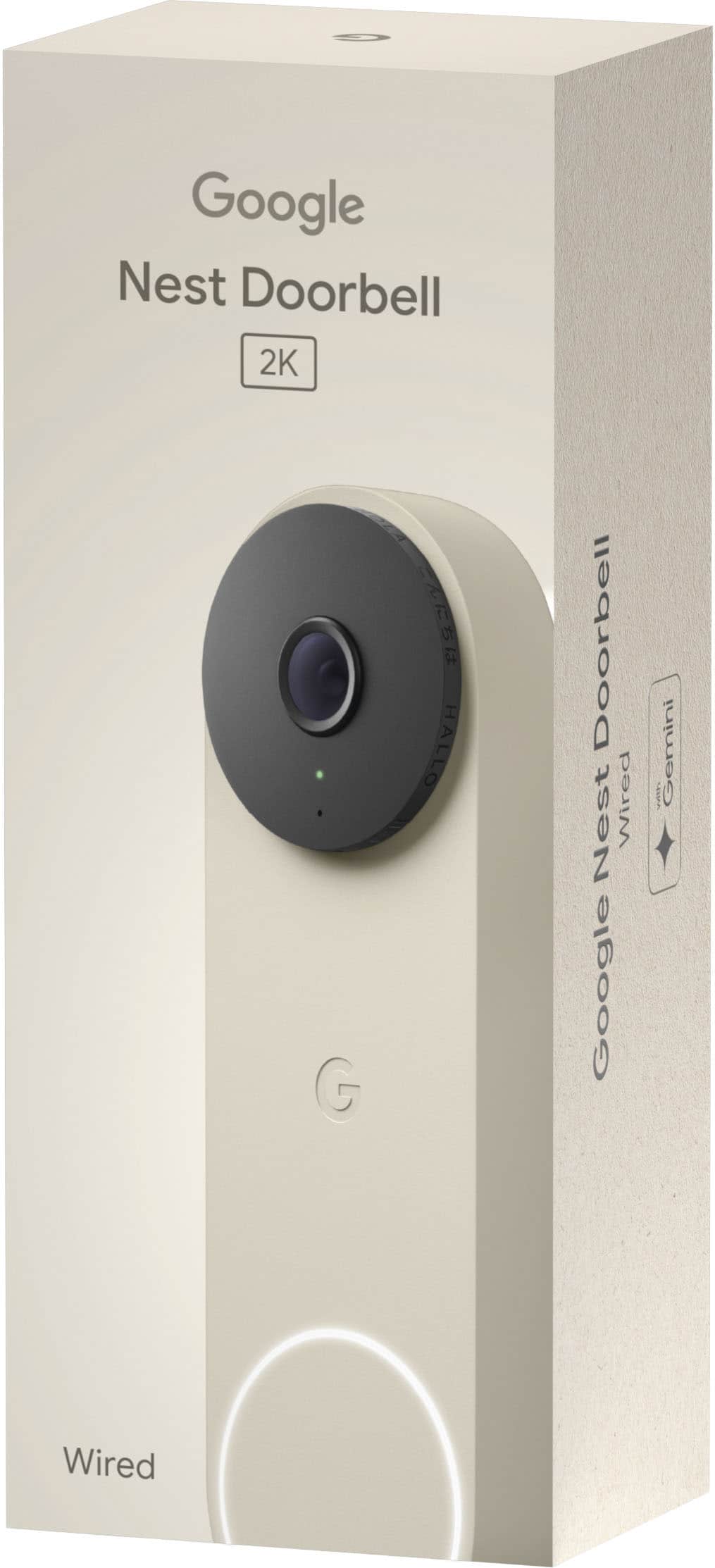 Google - Nest Doorbell (wired, 3rd gen) - Latest Model - 2K Video and Gemini - Linen