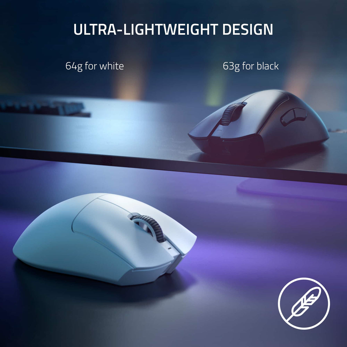 Razer - DeathAdder V3 Pro Lightweight Optical Gaming Mouse with 90 Hour Battery - Wireless - White