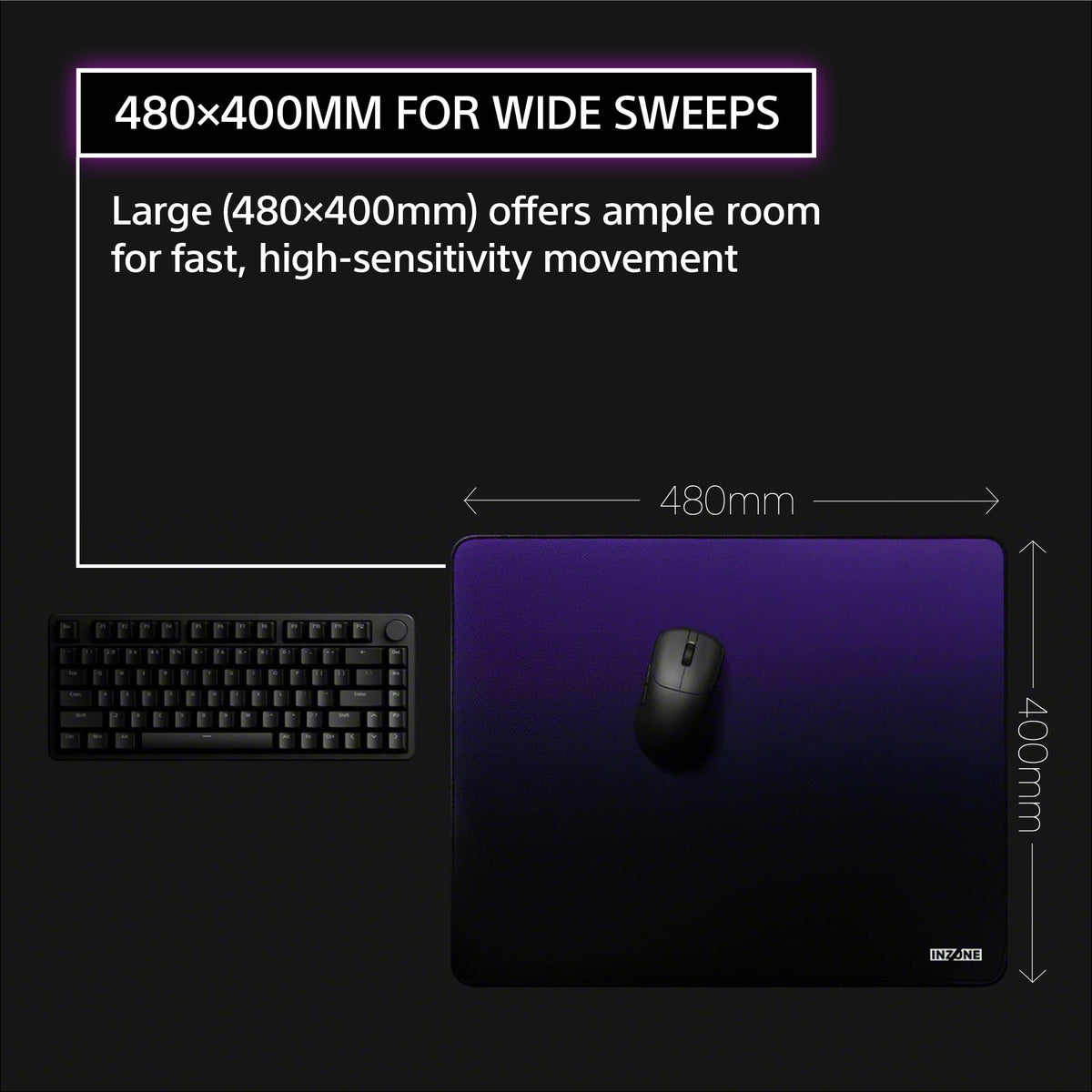 Sony - INZONE Mat-D Speed type Large 4mm Cloth Gaming Mousepad - Black