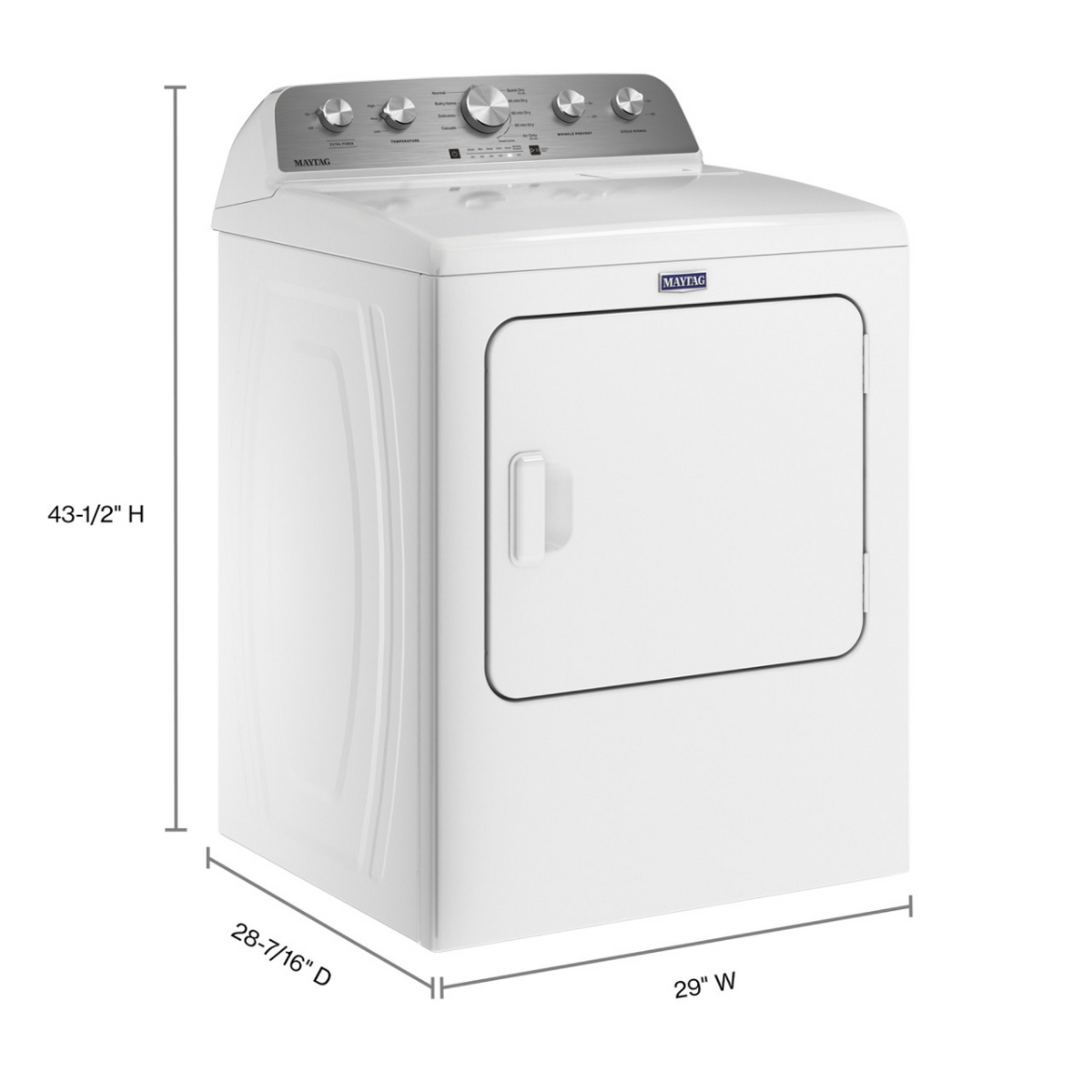 Maytag - 7.0 Cu. Ft. Electric Dryer with Extra Power Button - White