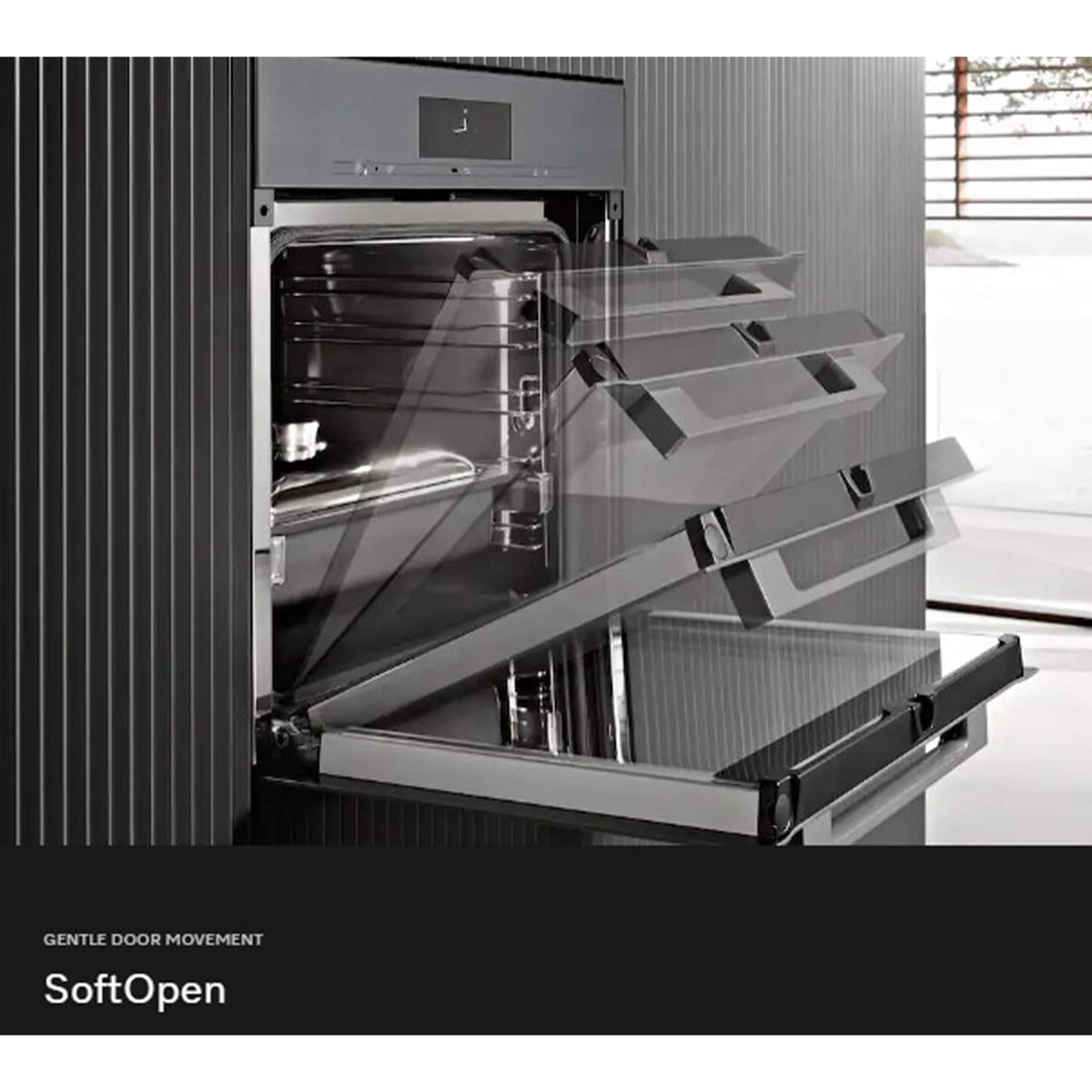 Miele - H7880 BPX 30" ArtLine Handleless M Touch Convection Oven 4.59 cu ft - Obsidian Black