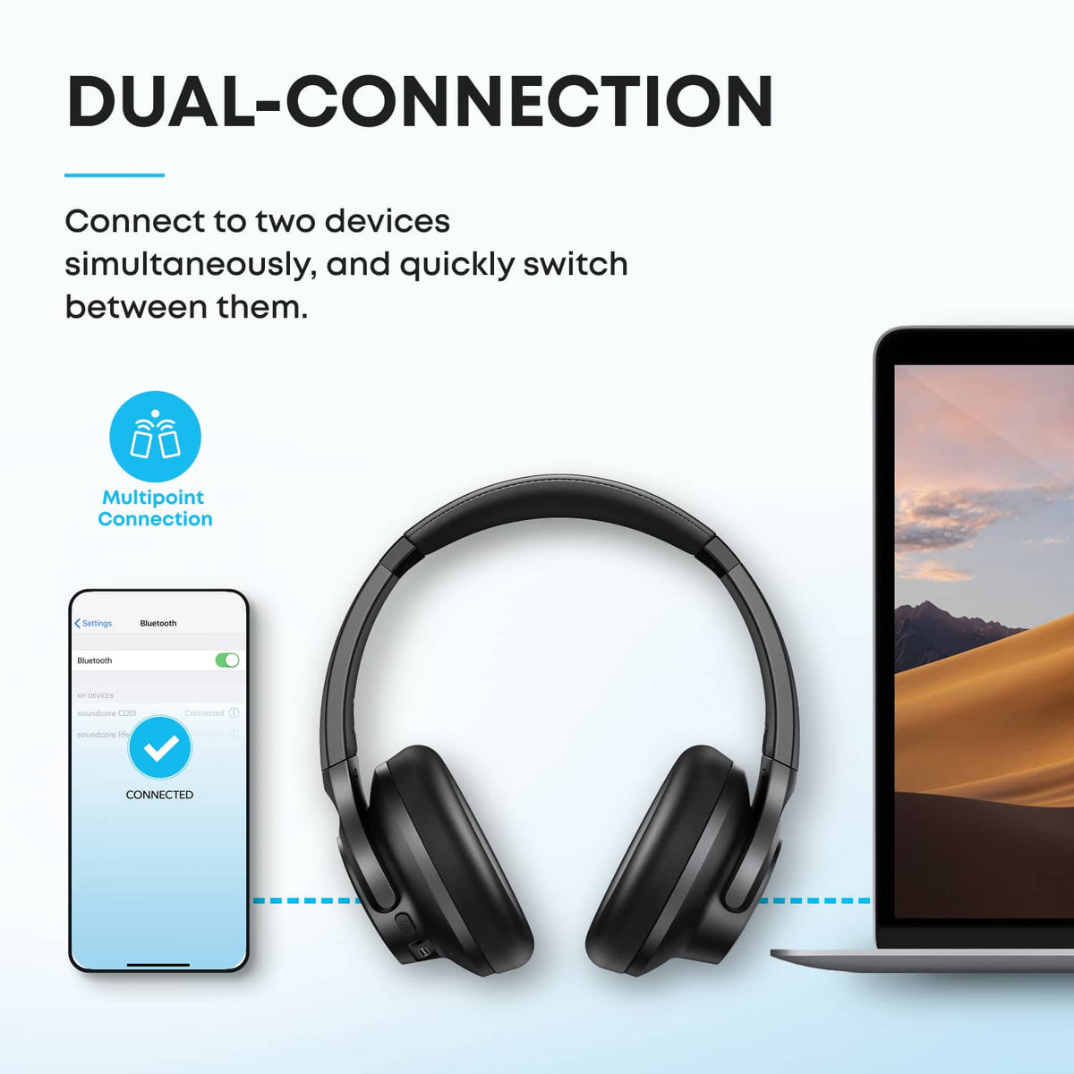 Anker - Soundcore Q20i Plus Over-Ear Bluetooth Headphones - Black