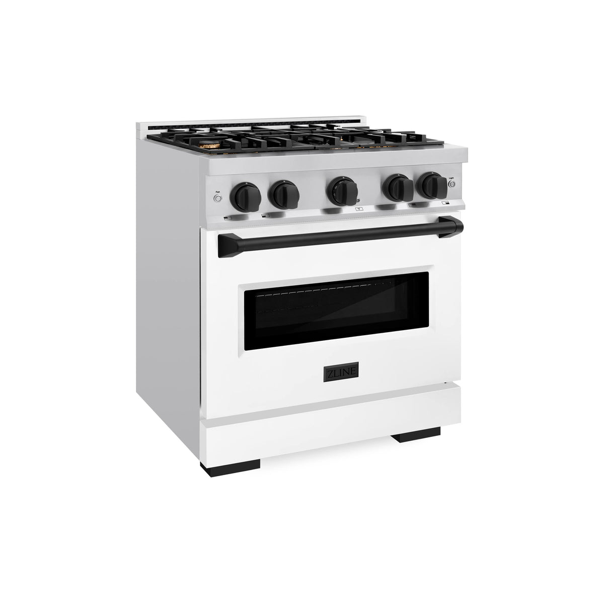 ZLINE - 30 in. Wide 4 Burner Autograph Classic Gas Range Black Accents (CGRZ-WM-30-MB) - White