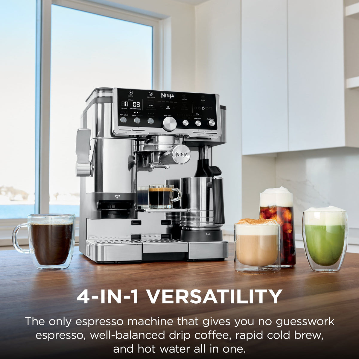 Ninja - Luxe Café Pro Series 4 in 1 Espresso, Drip Coffee, Cold & Hot Brew, Tamper, Grinder, Scale, Hands-Free Frother - Stainless Steel