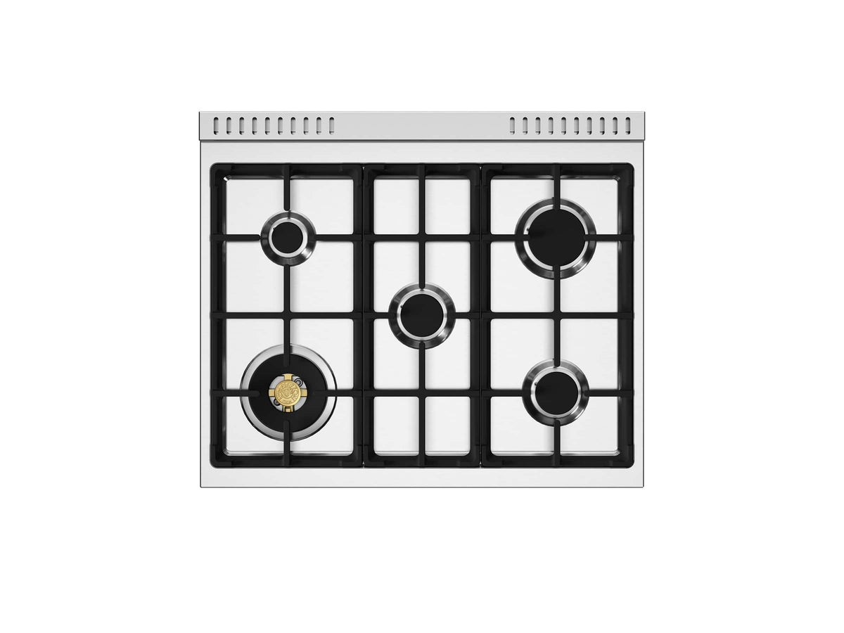 Bertazzoni - 30" Master Series All-Gas Range - Bianco Matte / Brushed Gold - Bianco Matt