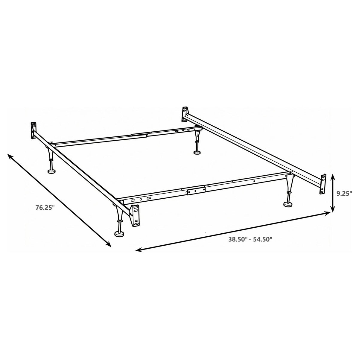 Renee - Estructura de cama doble / matrimonial con viga central reforzada y construcción atornillada - Negro