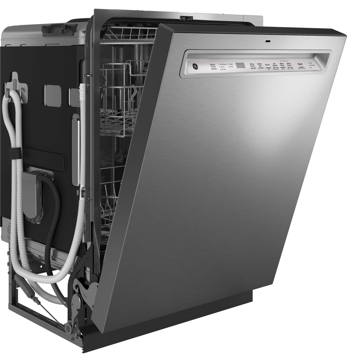 GE - 24" Front Control Built-In Stainless Steel Tub Dishwasher with 3rd Rack, Sanitize Cycle and 47 dBA - Stainless Steel