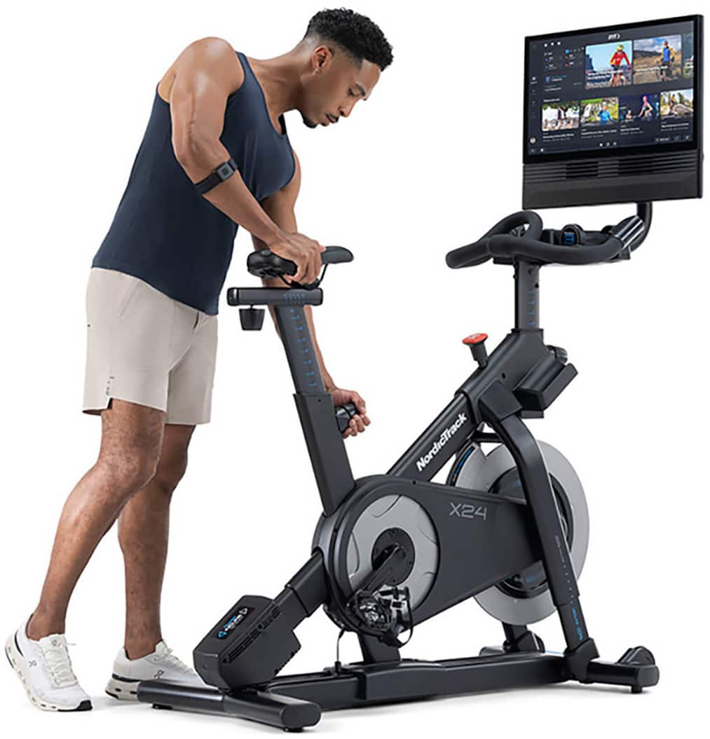 NordicTrack - X24 Bike with Pivoting 24" Touchscreen for a Best-In-Class Cycling Experience - Black