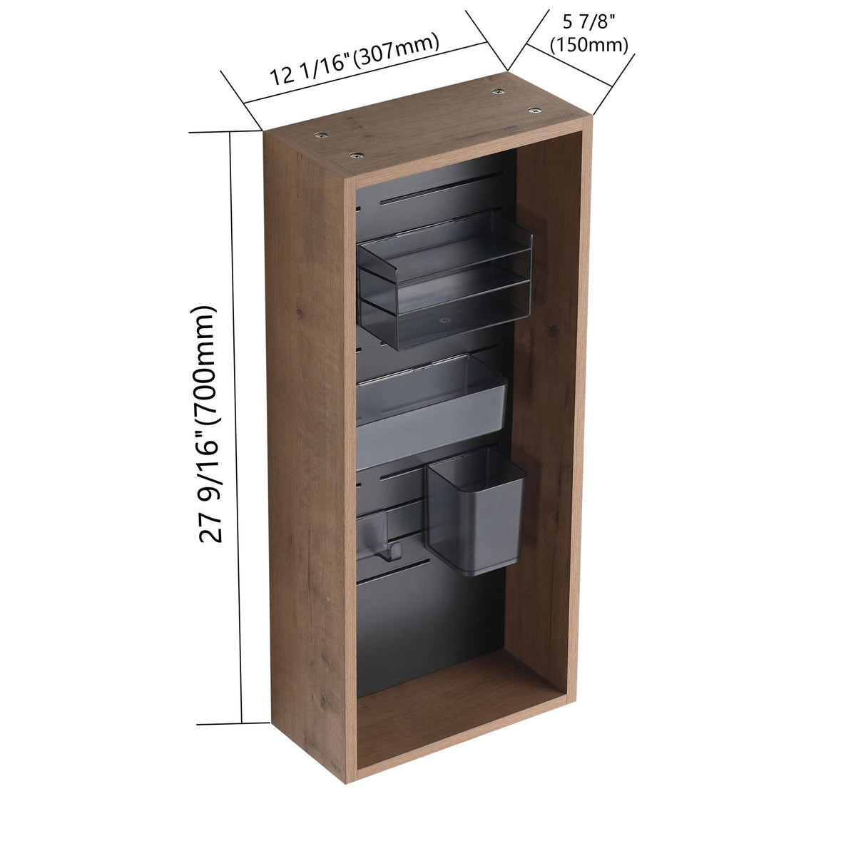 Armario de almacenamiento de pared con 4 accesorios de bricolaje - Roble imitación
