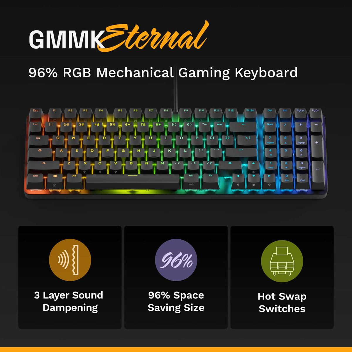 Glorious - GMMK Eternal 96% Wired Mechanical Keyboard - Black