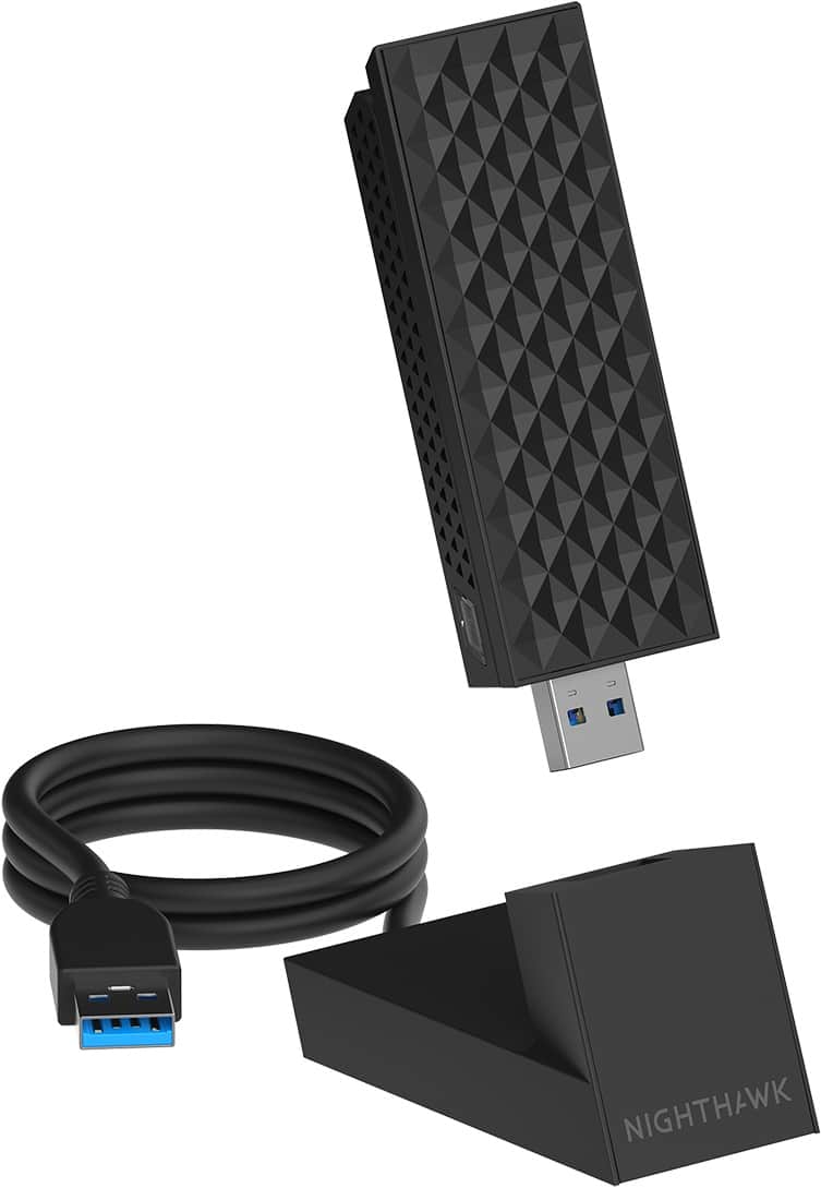 NETGEAR - Nighthawk A9000 Wi-Fi 7 USB 3.0 Adapter for Windows 11 PC - Black