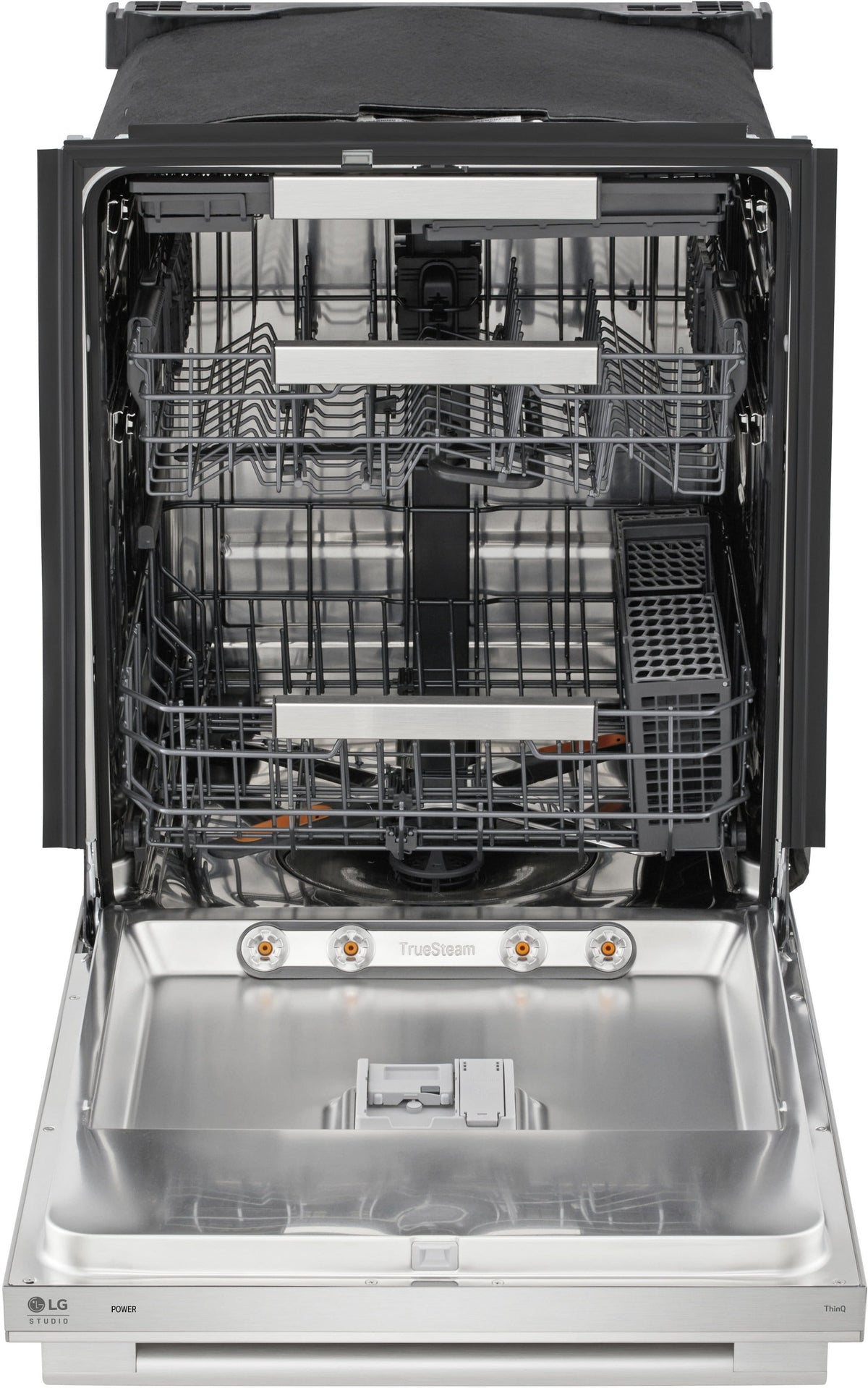 LG - STUDIO FlushFit 24-in Top Control Smart Built-In Stainless Steel Tub Dishwasher w/3rd Rack, 1 Hour Wash and Dry, 39dBA - Stainless Steel