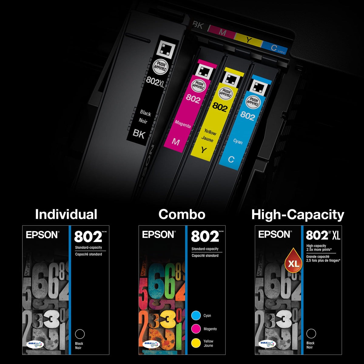 Epson - 802 Standard Capacity Ink Cartridges - Cyan/Magenta/Yellow