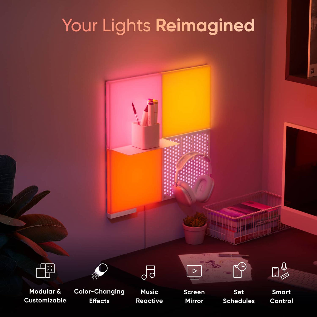 Nanoleaf - Blocks Squares Add-On - Smart LED Wall Light Panels (2pk) - Multicolor