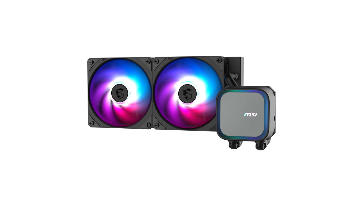 MSI - MAG Core Liquid A13 240 ARGB Liquid CPU Cooler, 240mm Radiator, Dual 120mm PWN Fans, RGB lighting - Black
