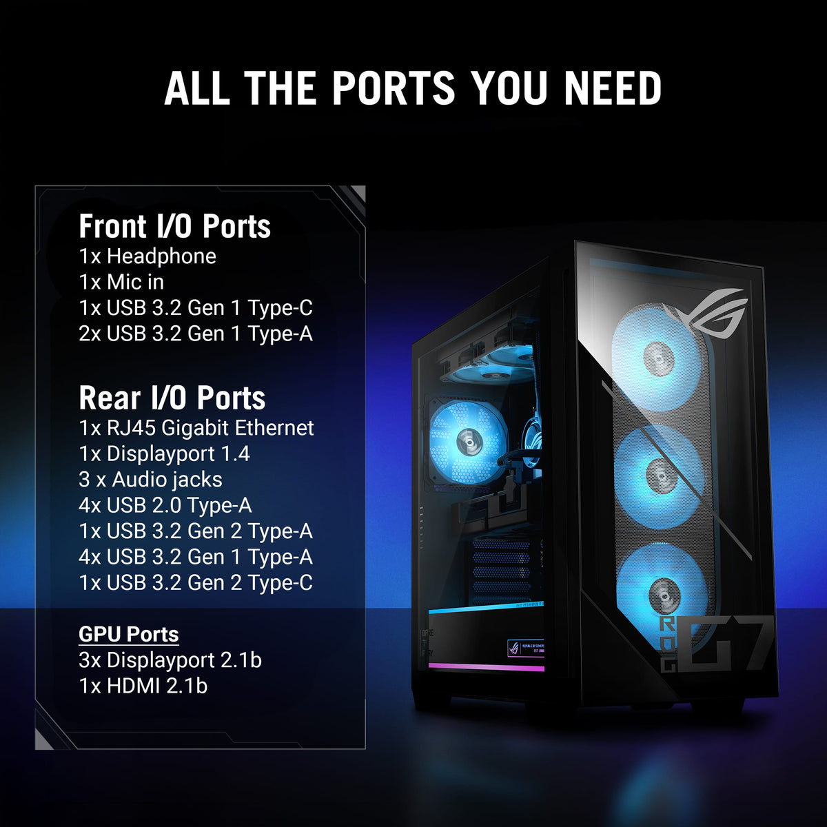 ASUS - ROG G700 Gaming Desktop - Intel Core Ultra 7 270K (2026) - 32GB Memory - NVIDIA GeForce RTX 5080 - 2TB Storage - Black
