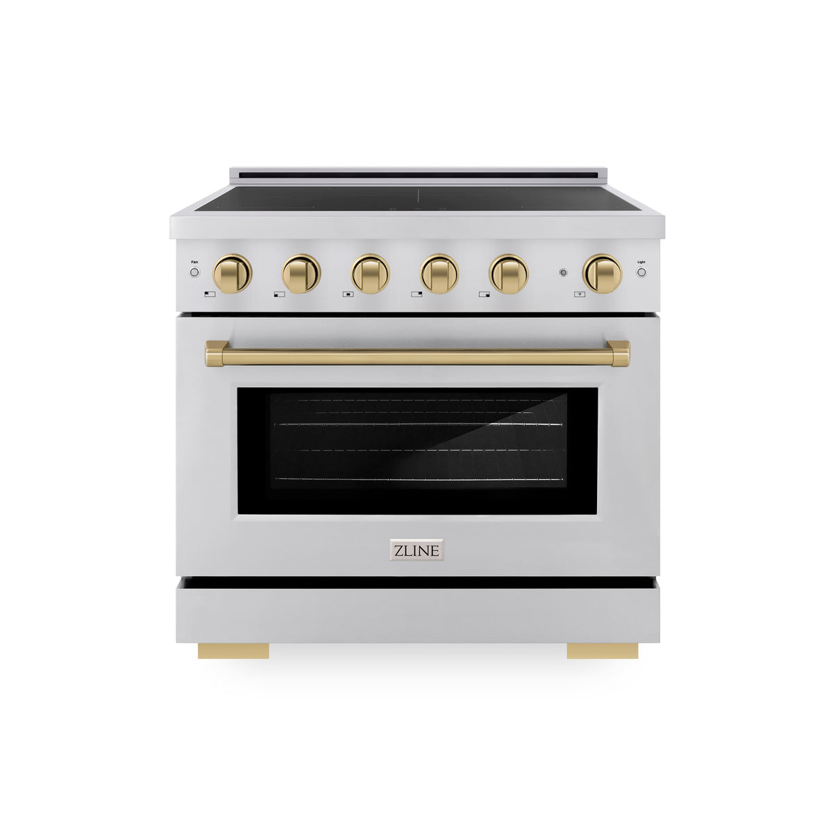 ZLINE - 36 in. Wide 5 Elements Autograph 5.2 cu. ft. Paramount Freestanding Induction Range with Electric Oven w/ Bronze Accents - Stainless Steel