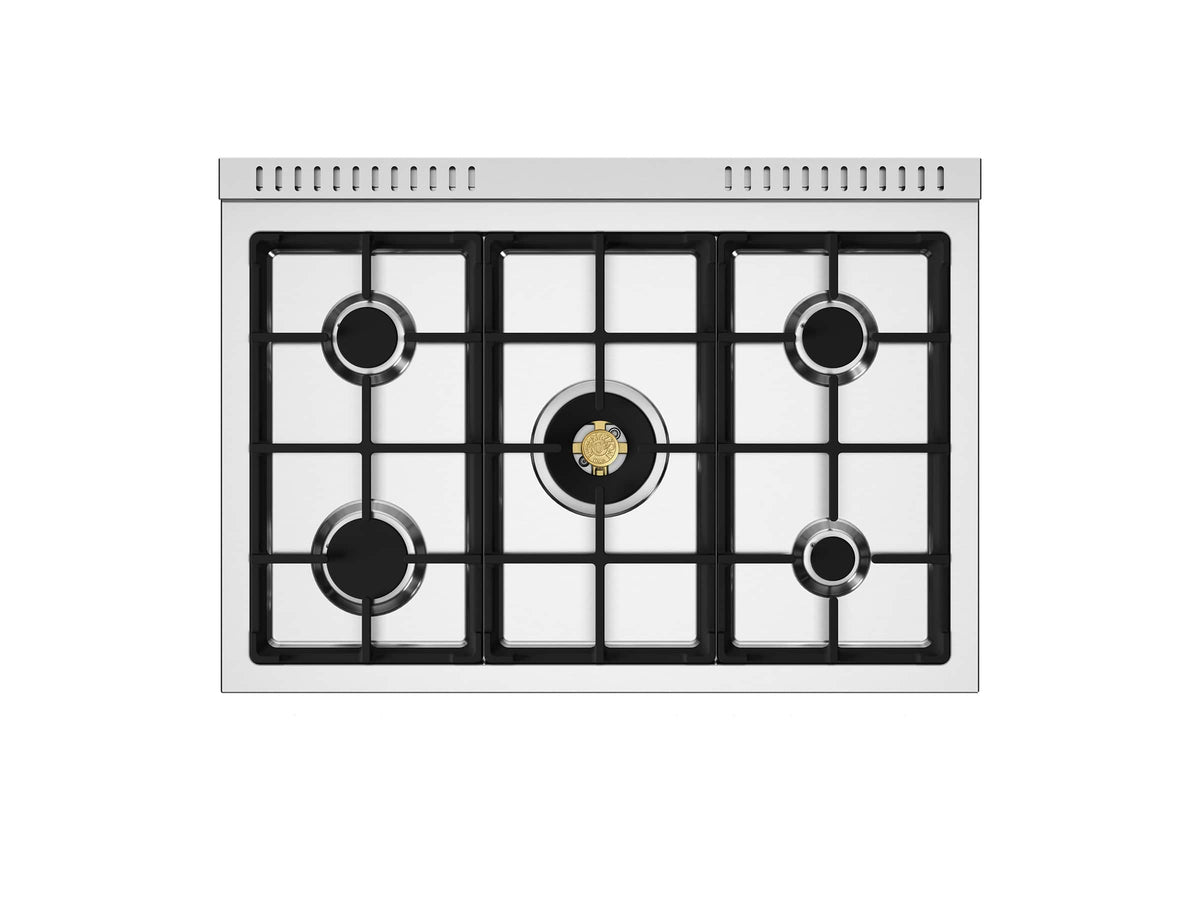 Bertazzoni - 36" Master Series Dual Fuel Range - Bianco Matt/Gold - White