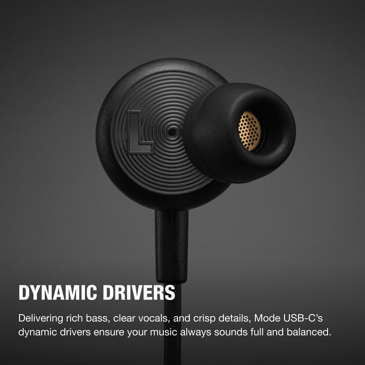 Marshall - Mode USB-C In-ear Wired Earbuds with Built-in Microphone, Customizable Fit, Tangle-resistant Cord and Dynamic Drivers - Black
