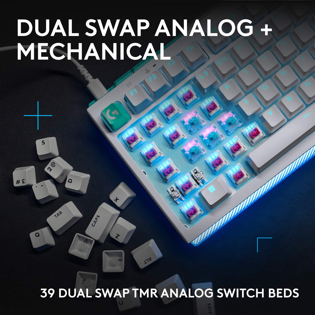 Logitech - G512 X 75 Tenkeyless DUAL SWAP Hot-Swappable TMR Analog / Mechanical Gaming Keyboard for PC, Mac with LIGHTSYNC RGB - White