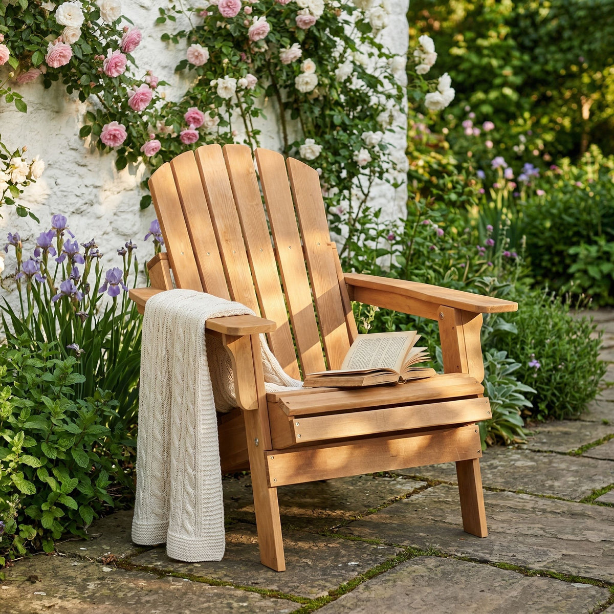 Sillón de jardín Adirondack plegable de gran tamaño, Silla de patio para jardín