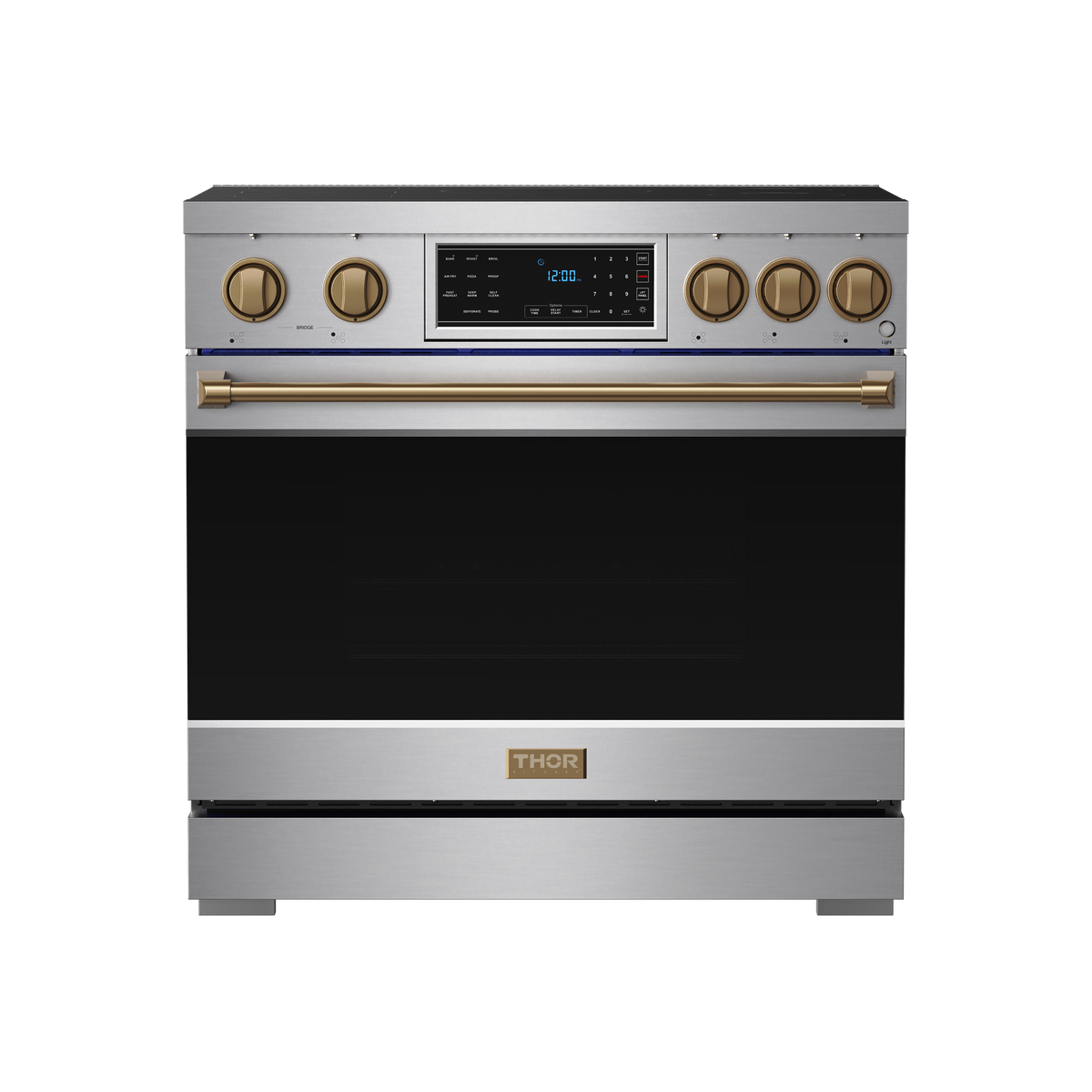 Gordon Ramsay Series by Thor Kitchen 6.0 Cu. Ft Freestanding Induction Range with Bronze Hardware - Stainless Steel