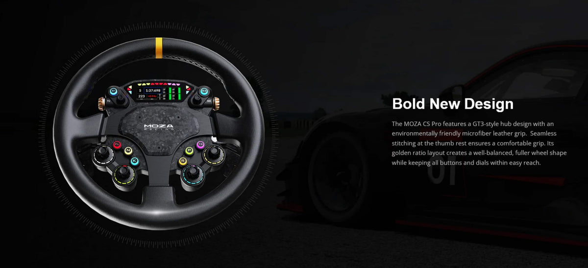 Moza Racing - CS Pro Sim Racing Steering Wheel for Windows - Black