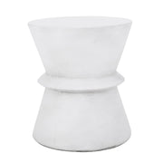 Outdoor Lightweight Concrete End Table With Hourglass Structure - Antique White