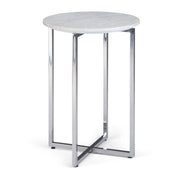 Marsden - Side Table With Polished Base - White / Silver