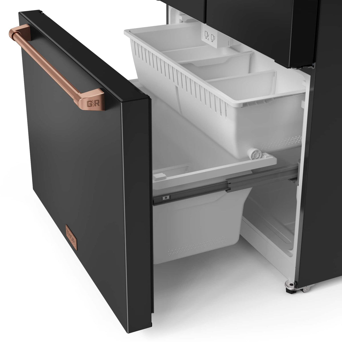 36 in. Wide Gordon Ramsay Series by Thor Kitchen 20.3 Cu. Ft. Counter Depth Refrigerator with Rose Gold Hardware - Black