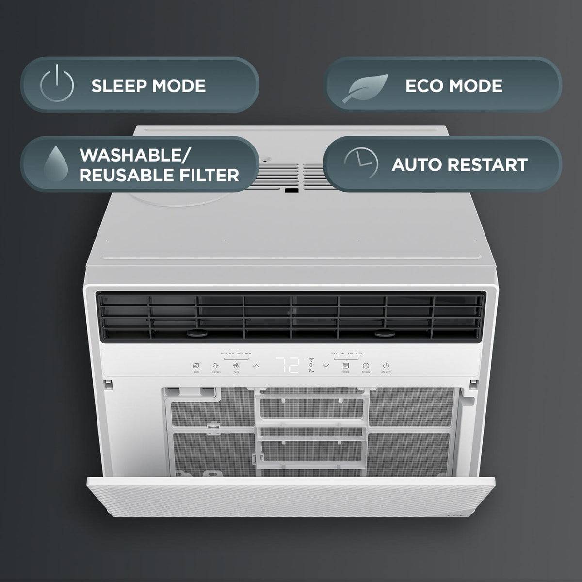 TCL - 550 Sq. Ft. 12,000 BTU Smart Window Air Conditioner, Digital, Remote Included with Remote - White