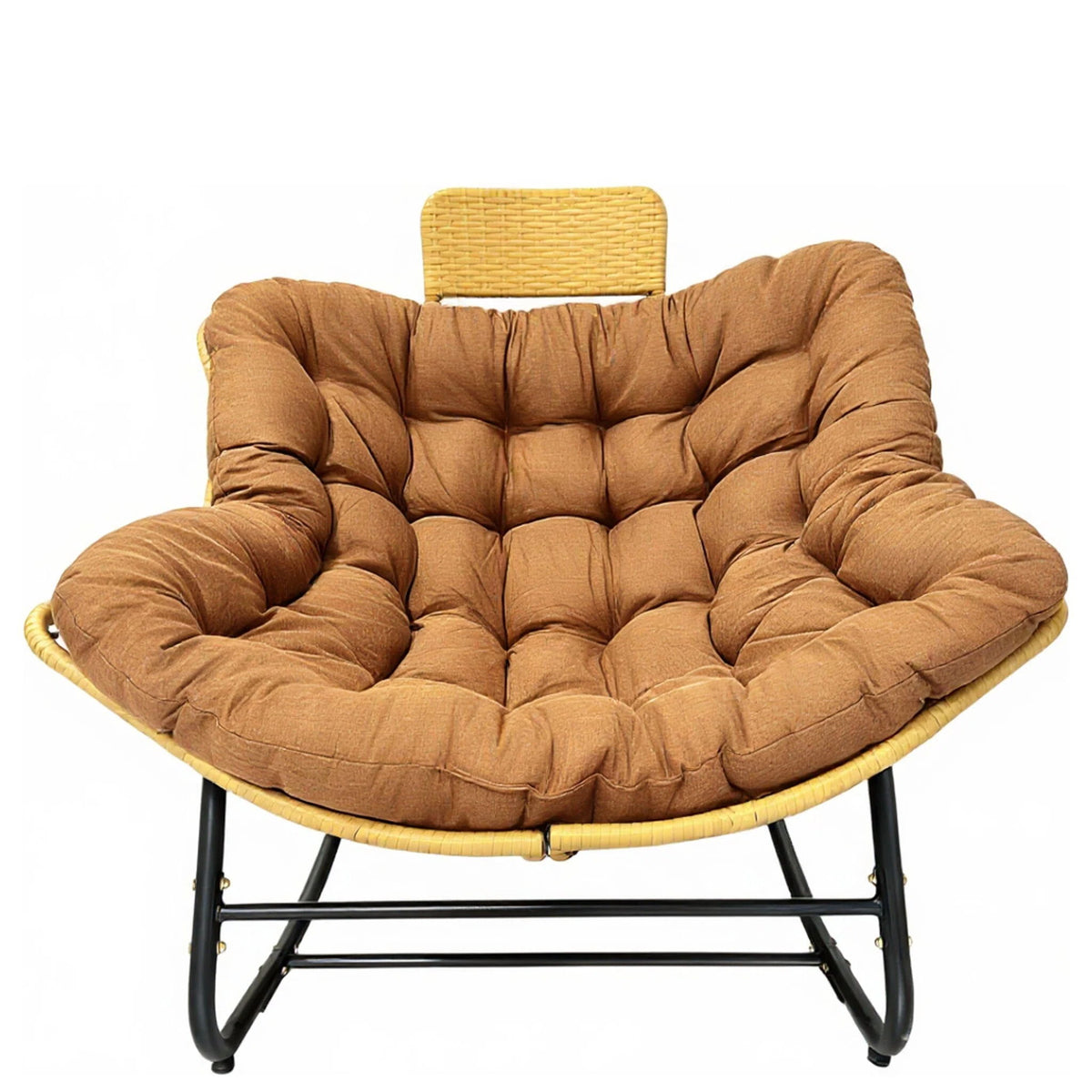 Sillón mecedor Papasan de gran tamaño para exteriores con cojín grueso