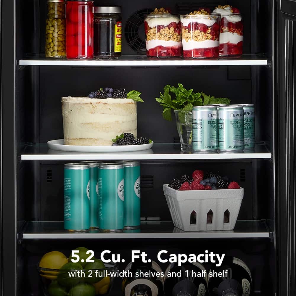 KitchenAid - 5.2 Cu. Ft. Undercounter Refrigerator with Glass Door and Shelves with Metallic Accents - PrintShield Stainless Finish