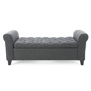 Hayes - Contemporary Armed Storage Bench With Rolled Arms And Button Tufting