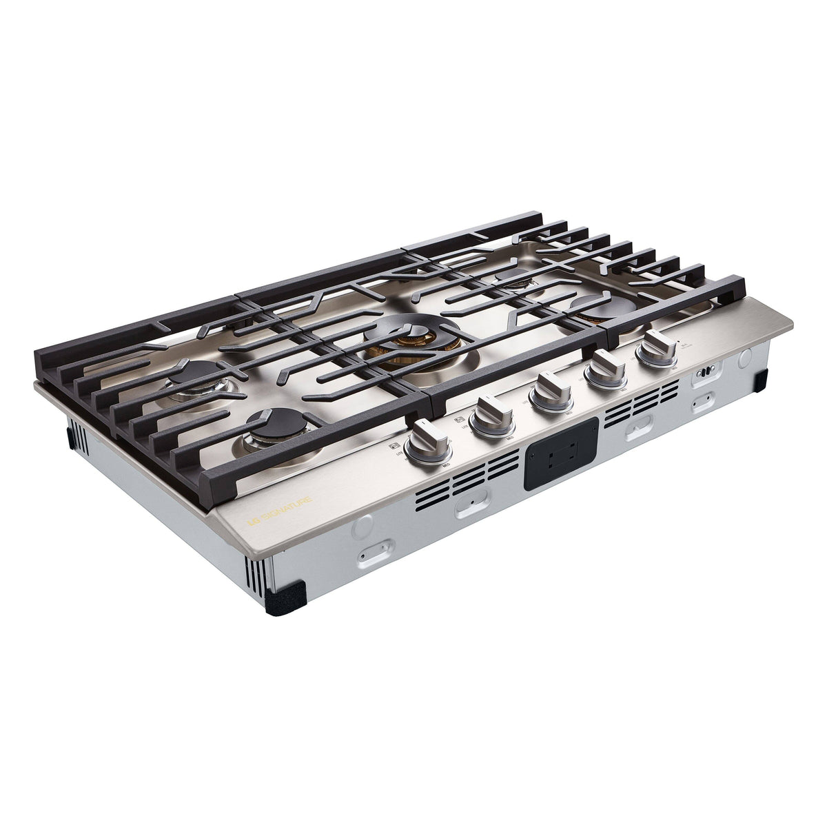 LG - SIGNATURE 36-in Wide Built-In Smart Gas Cooktop with 5 Burners, 24K BTU UltraHeat Dual Burner and LED Illuminated Knobs - Stainless Steel