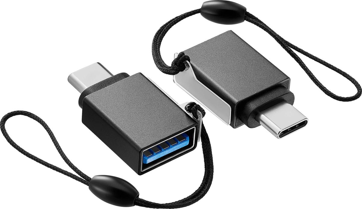 Best Buy essentials™ - USB-C Male to USB Female Adapter (2-Pack) - Black